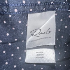Rails Men’s Medium Lyocell Cotton Blend S/S Navy Pink PolkaDot Button Down Shirt