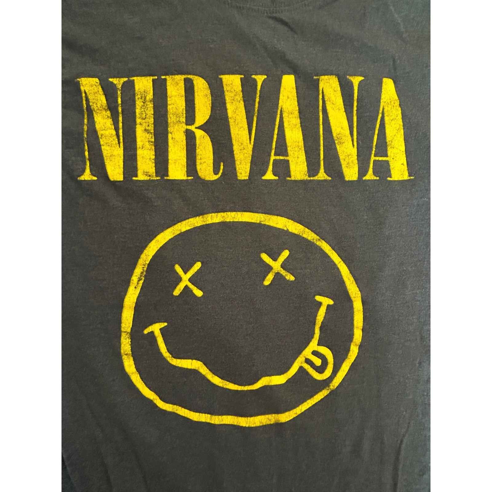 Nirvana Smiley Face Graphic T-Shirt Mens Small Blue Heather Rock Band Tee gallery