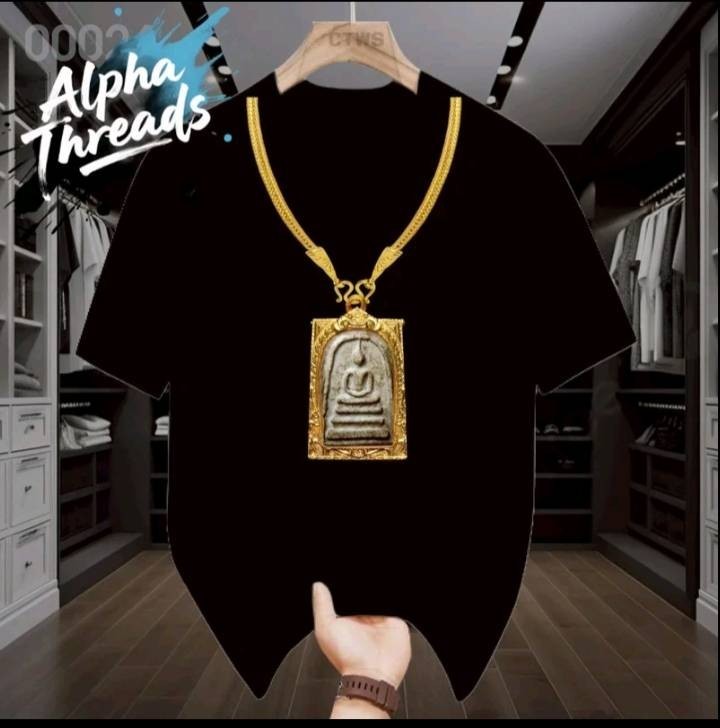 Amulet Thailand Printed Cotton T-Shirt - Black Size XXL gallery
