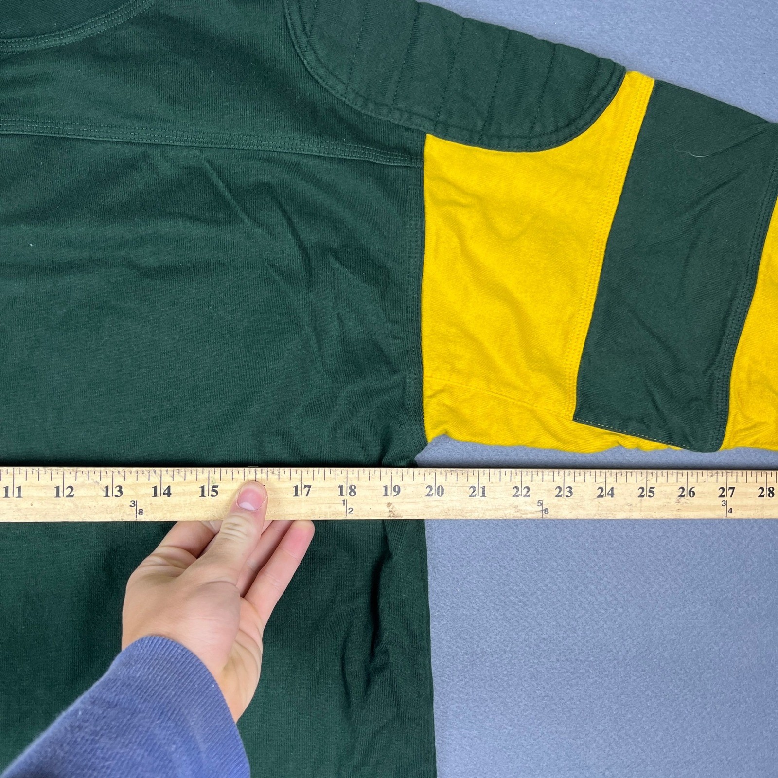 J Peterman Mens Green Yellow Quilted Patch Long Sleeve Rugby Jersey Shirt S gallery