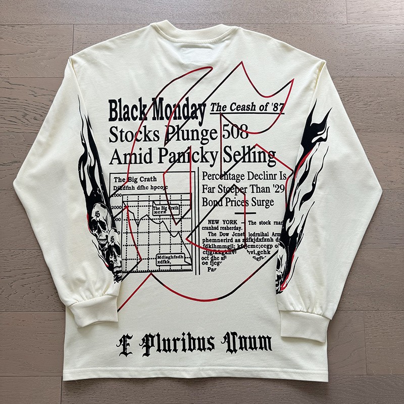 New Godspeed Skeleton Reading newspapers printed Men's Long Sleeve T-shirt gallery
