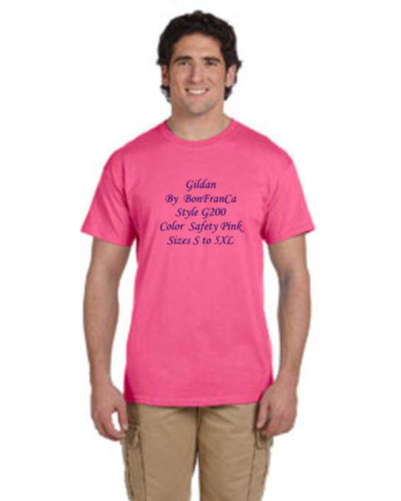 Gildan G200 Pink Safety 3XL Ultra Cotton T-shirt G2000 Rosado Neon Ansi A1 gallery