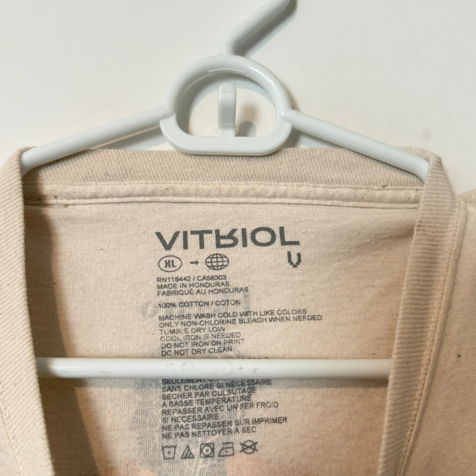 Vintage Vitriol Mens T-Shirt Size XL Ivory Beige Faded Distressed Dingy Zumiez gallery