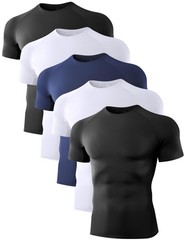 5 Pack Men’s Compression Shirts Short Sleeve Cool Dry Sports Athletic Workout…
