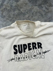 Superrradical White Barbed Wire Center Logo Tee Sz. Medium