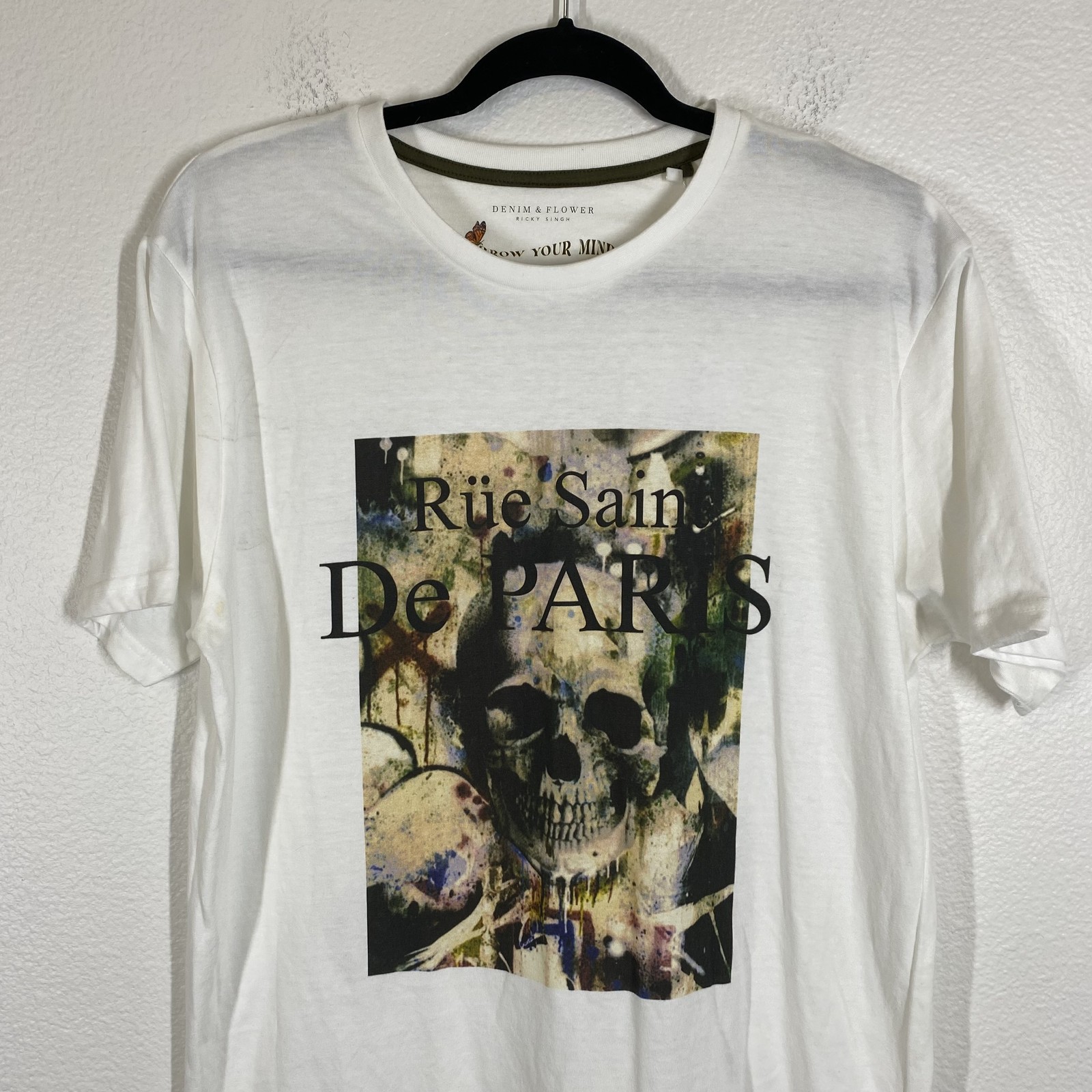 Denim & Flower Shirt Mens Large White Rue Saint De Paris Skull Graphic Tee New gallery