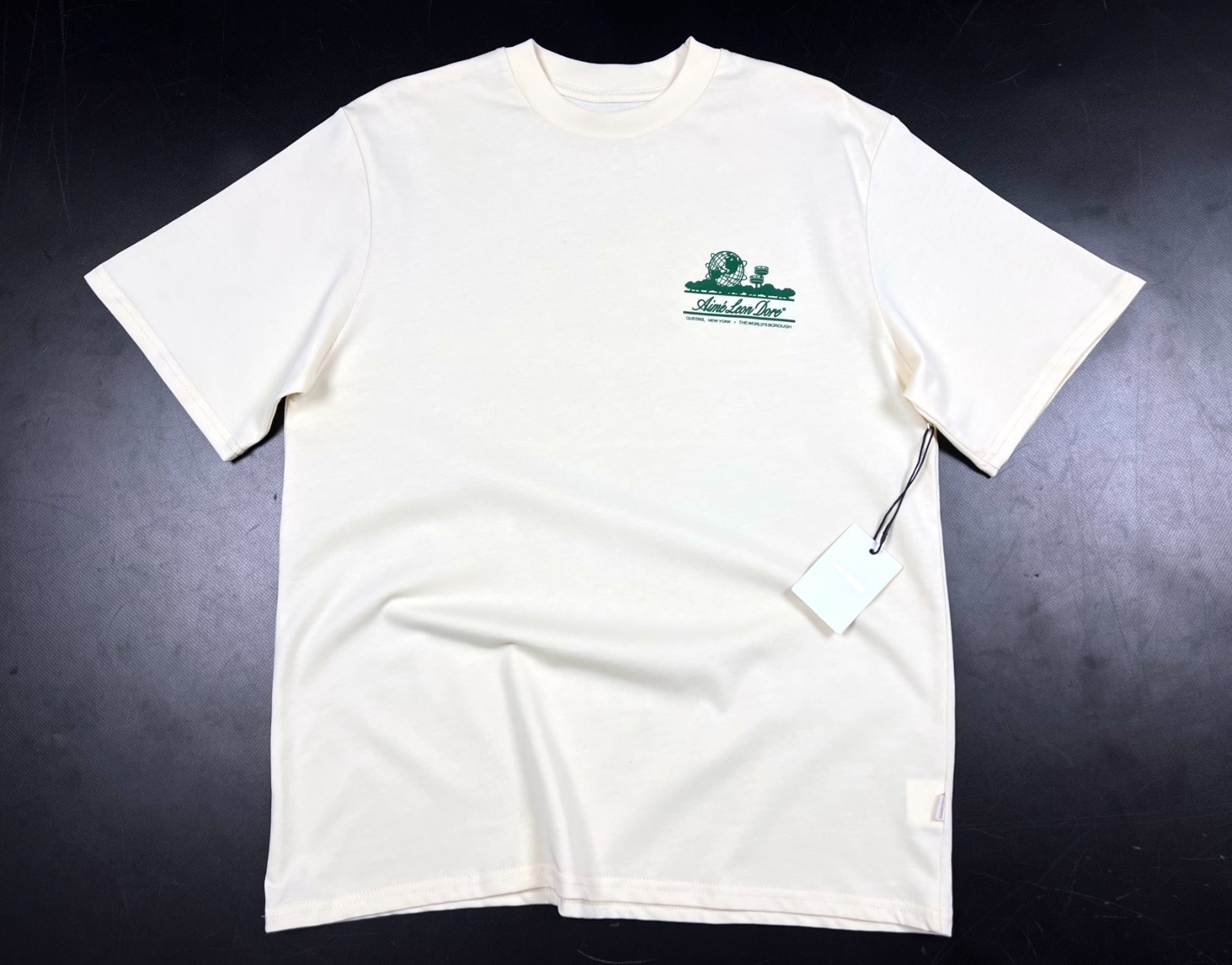 NWT Aime Leon Dore Unisphere Logo Beige Cotton Casual t Shirt Men's Size M gallery