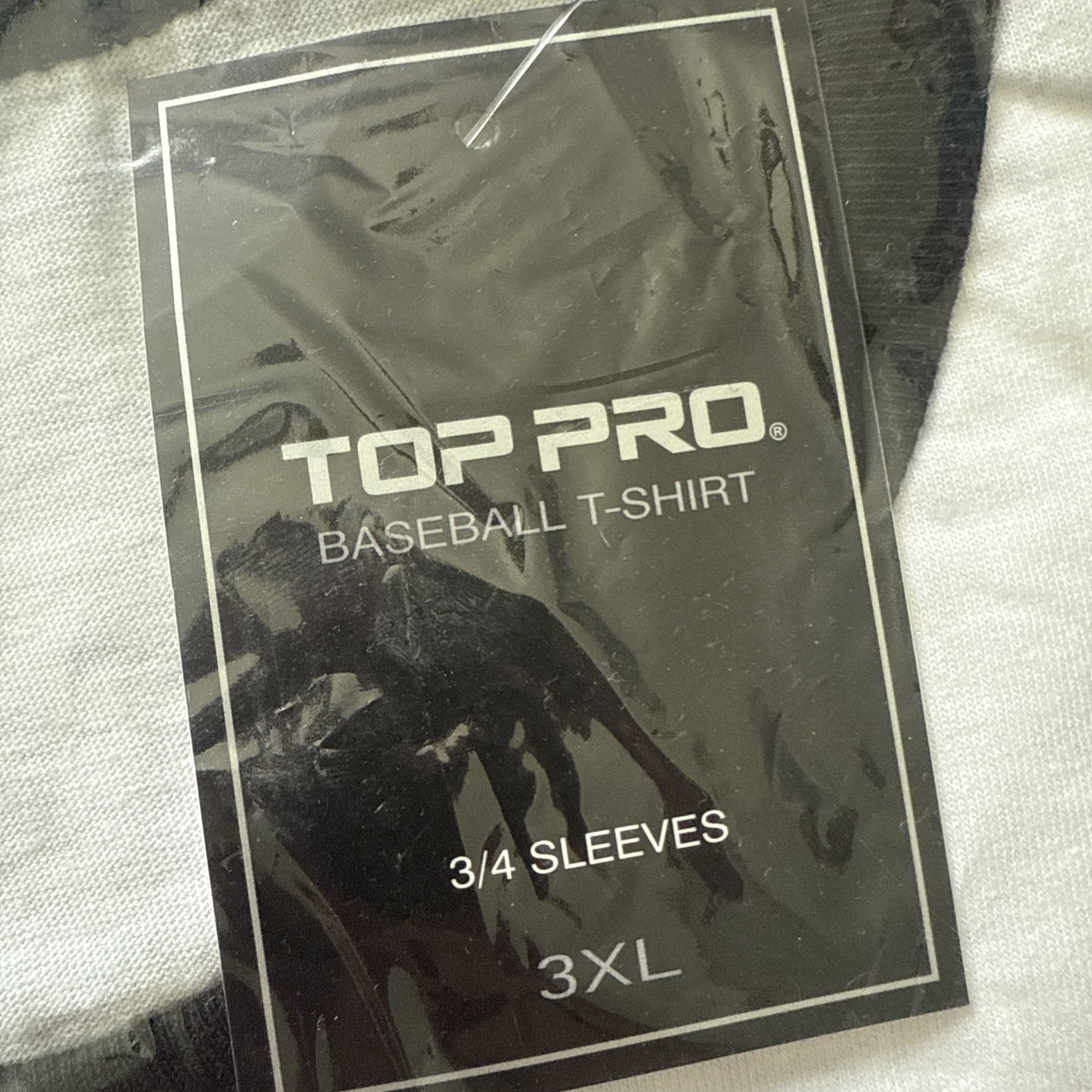 TOP PRO Men's 3/4 Sleeve Raglan Jersey Baseball T-Shirt MBT001 Size 3XL BLK WHI gallery