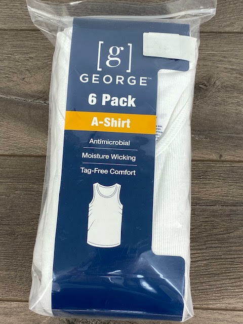 NEW! George Tag Free Comfort A-Shirt Men's, 2XL WHITE, 6-Pack, gallery