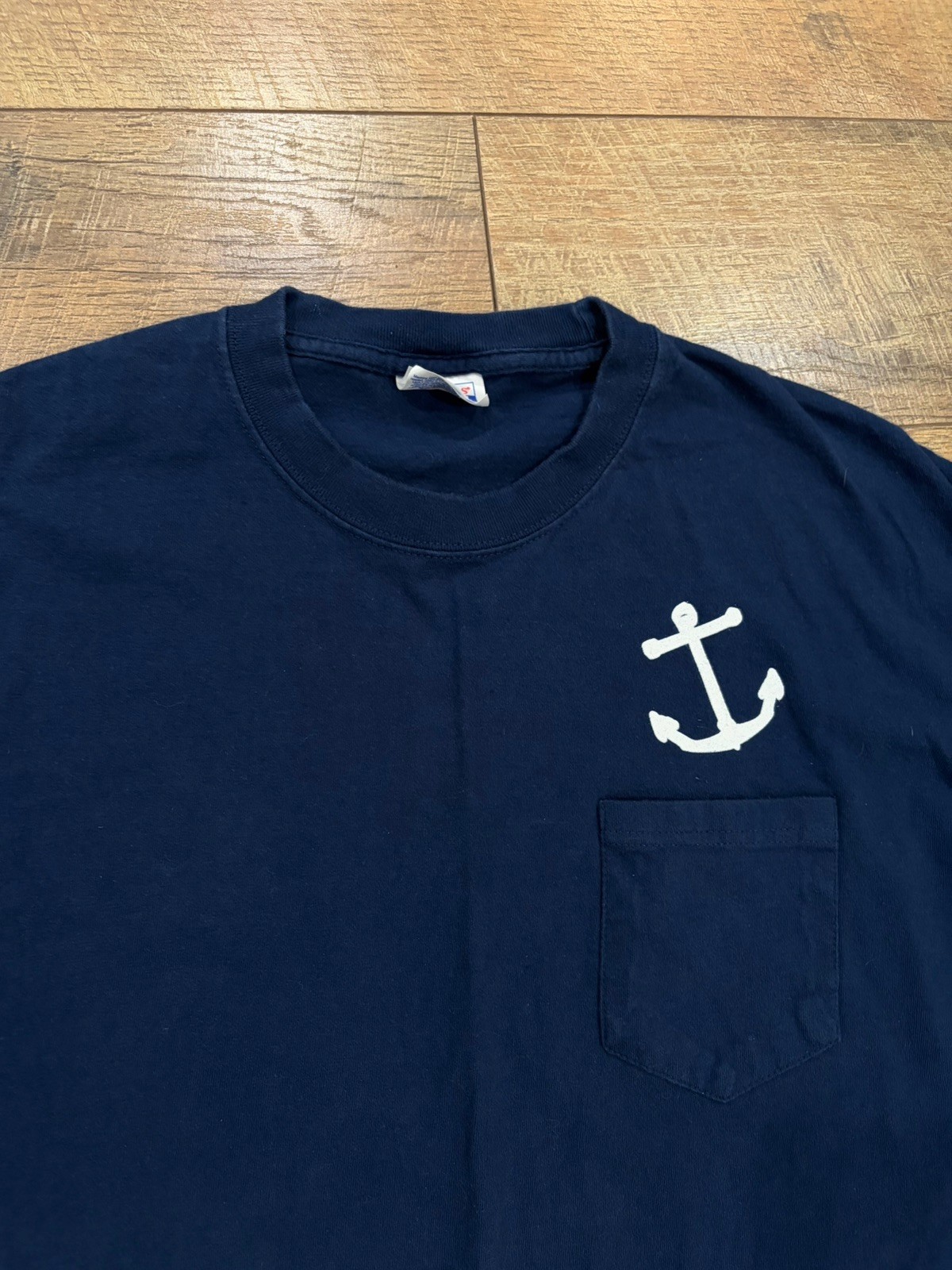 Vintage Nautical Fisherman Funny Dirty Graphic Tee Navy Blue Double Sided XL gallery
