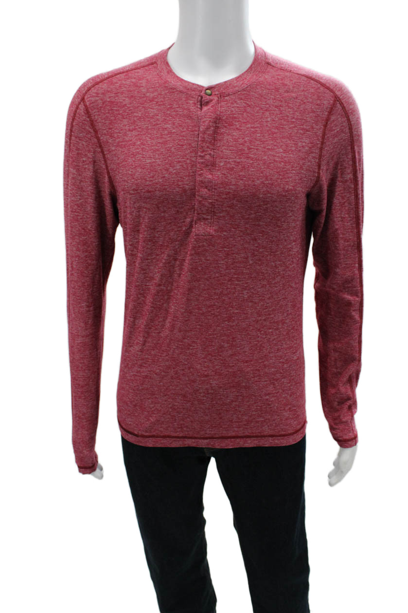 Lululemon Mens Band T-Shirt Red Long Sleeve Round Neck Nylon Blend Size M gallery