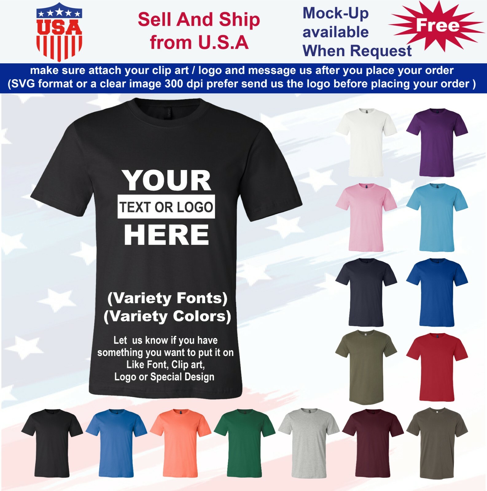 Personalized Custom T-Shirt Print Your Logo Photo Custom Made Shirt