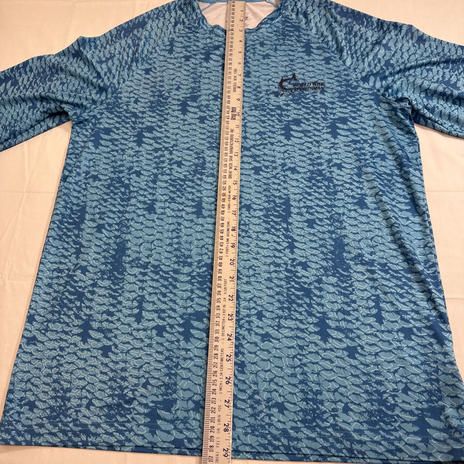 SHIRT World Wide Sportsman Mens Medium Blue Scales Long Slv Fisherman Fishing gallery