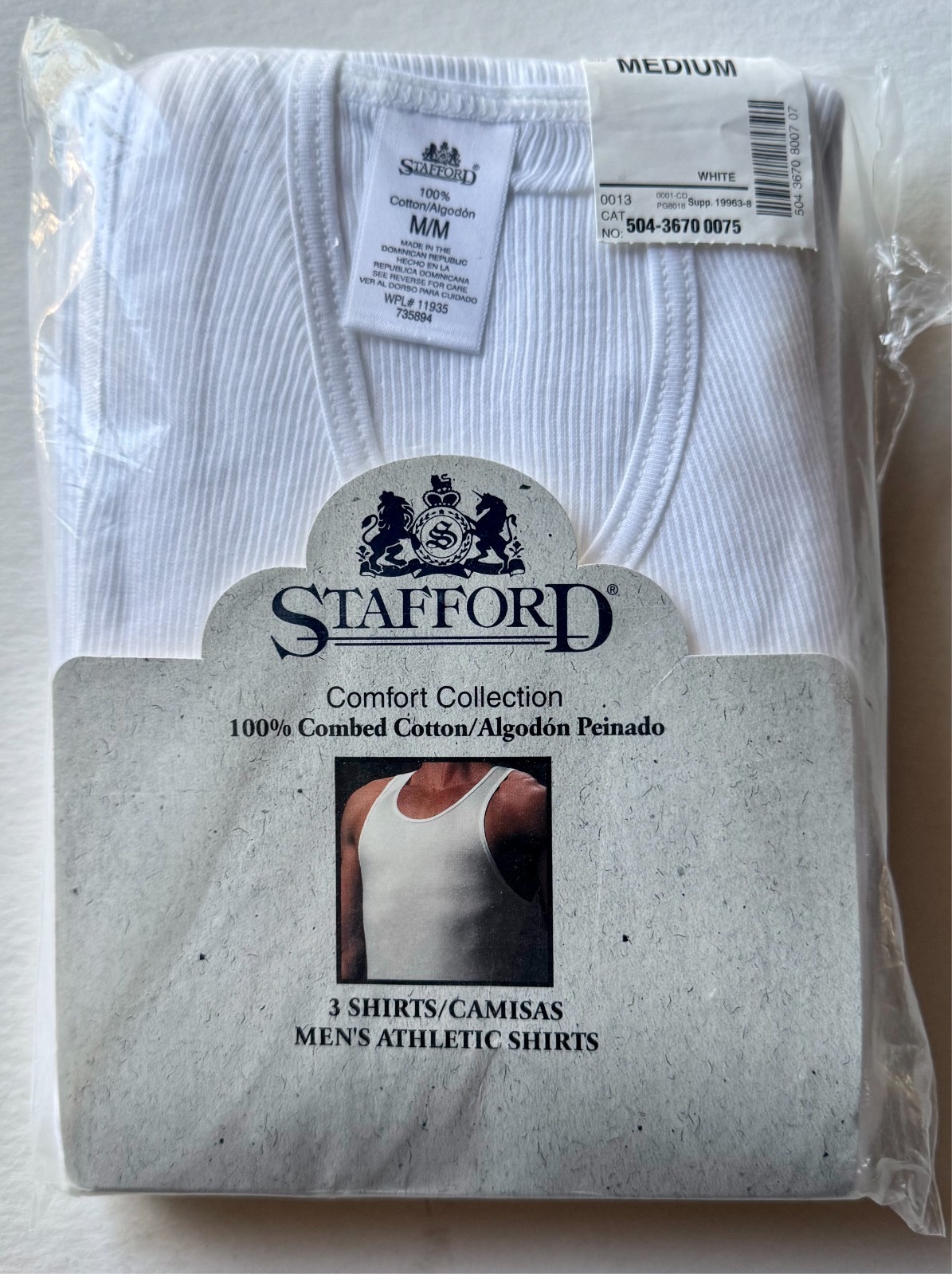Mens Stafford 3 Pack Comfort Shirts 100% Combed Cotton Vtg Size Med Jc Penny gallery