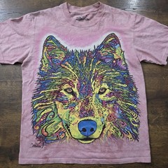 The Mountain Shirt Mens Small Pink Wolf Graphic Dean Russo Tie Dye Tee