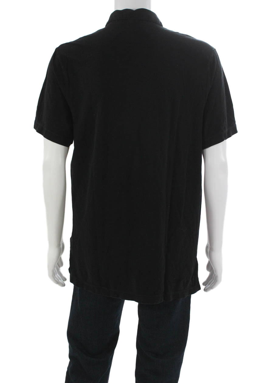 Standard James Perse Mens Polo Shirt Black Short Sleeve Cotton Size 3 gallery