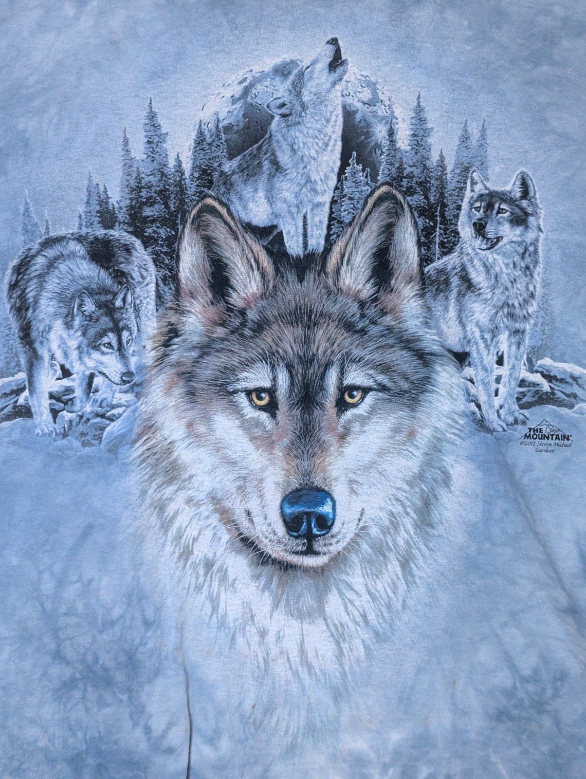 The Mountain Mens T-shirt Blue "Wolf Gallery" Flawed Retired Logo 2XL #6512 gallery