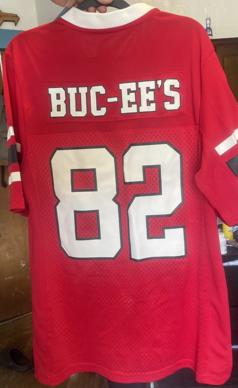 Buc-ees Football Texas #82 Beaver Small Slight-Oversize Fit Red Jersey gallery