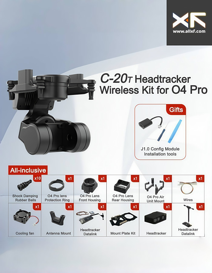 AllXF-C-20T three-axis FPV gimbal stabilizer anti-shake compatible with O4 Pro