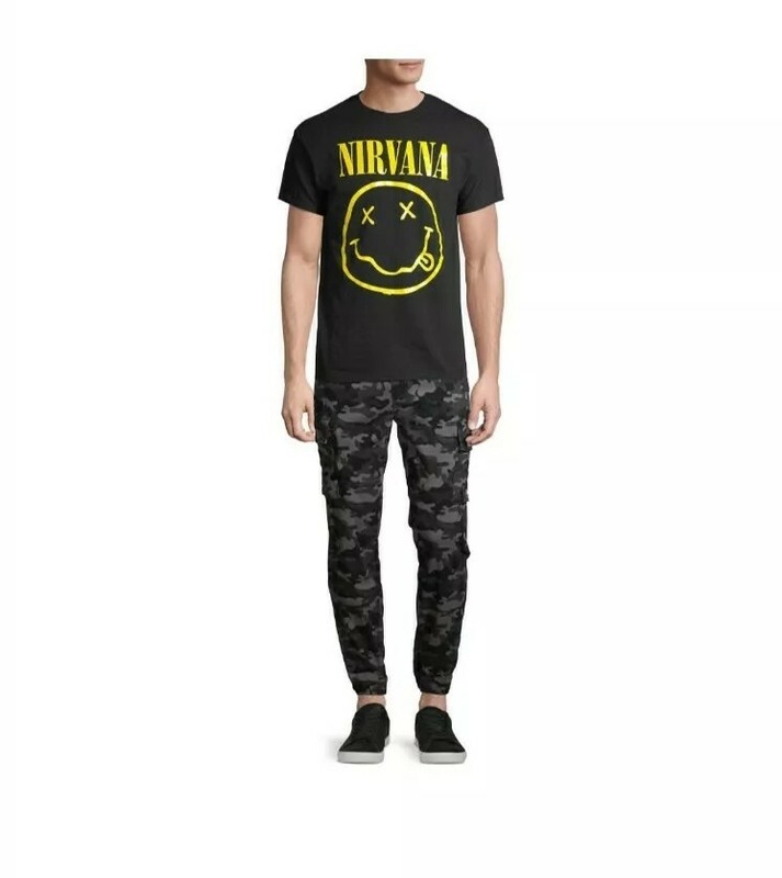 Men's Black Nirvana Smile Graphic Tee T-Shirt Size M 38/40 New gallery