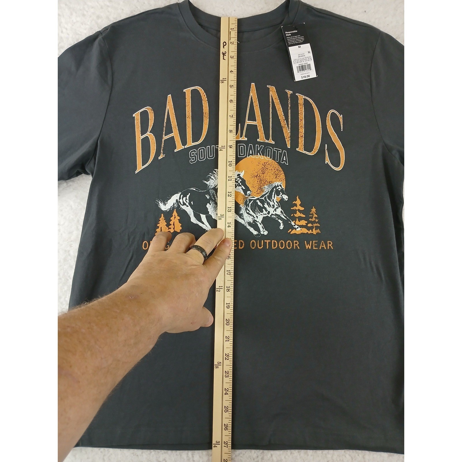 Original Use Mens Bad Lands South Dakota Graphic Long Sleeve T-Shirt Gray Size M gallery
