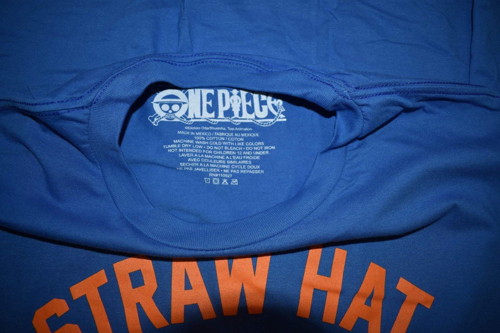 One Piece Skull Logo Straw Hat Crew Mens Blue Shirt New Small gallery