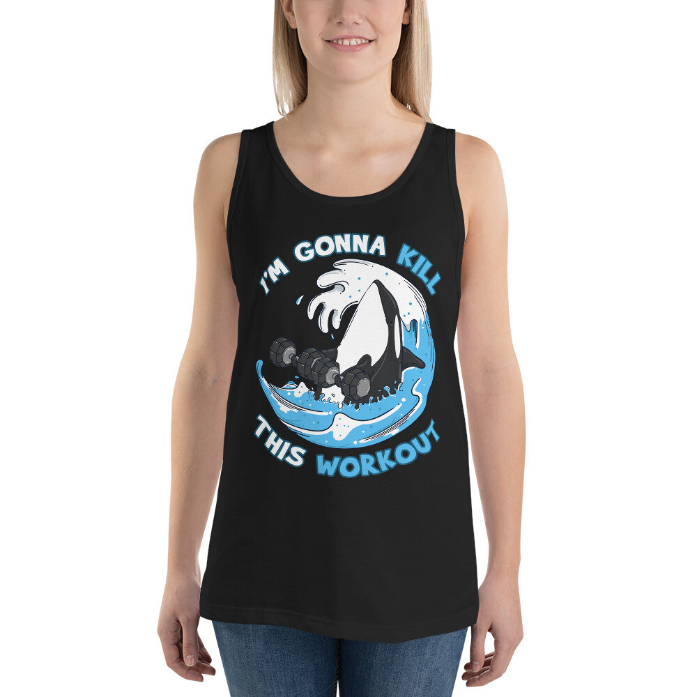 I'm Gonna Kill This Workout Killer Whale Gym Exercise Unisex Tank Top gallery