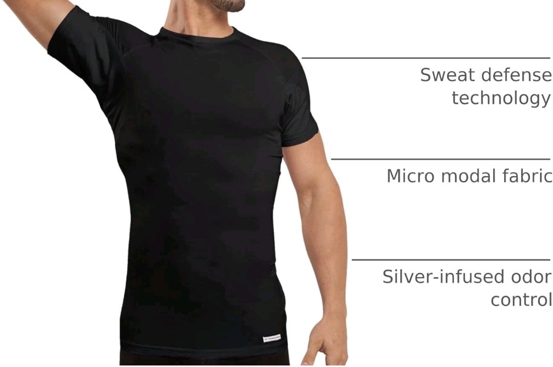 2X Ejis Sweat Defense Model Crew Undershirt T Shirt Modal Black Large Men’s Tee gallery