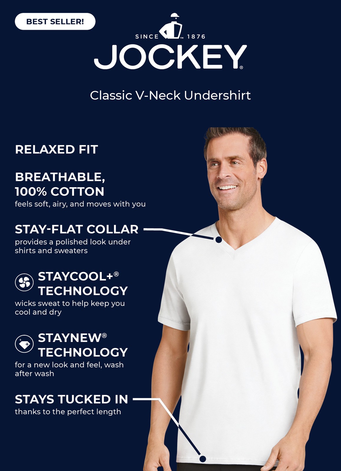 Jockey Men's Classic V-Neck - 3 Pack gallery