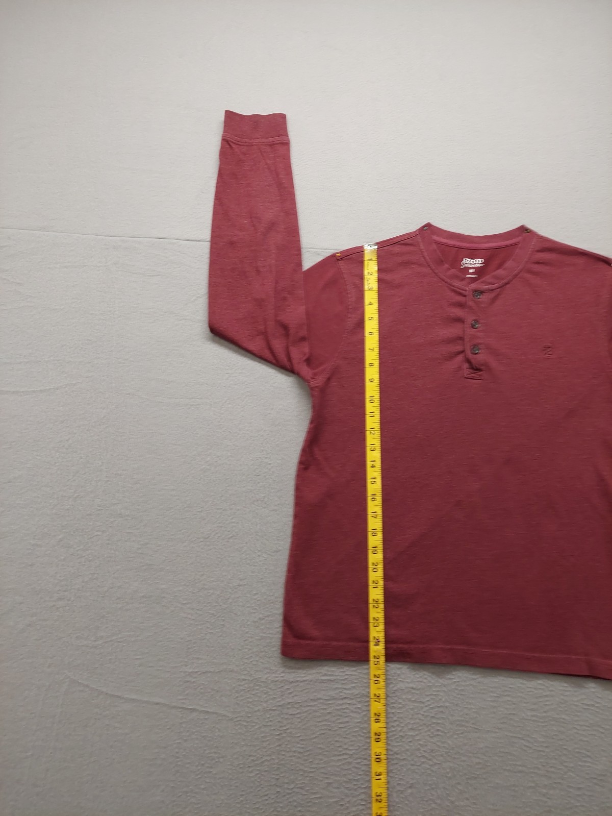 Izod Saltwater Men T Shirt M Oxblood Long Sleeve Crew Neck Button Logo Casual gallery
