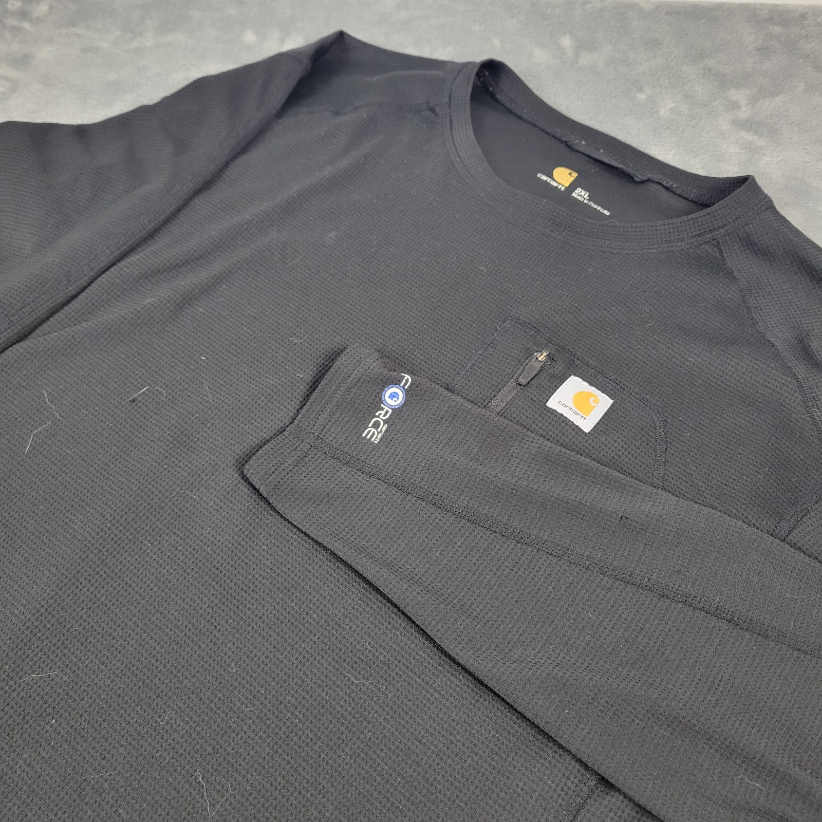 Carhartt Force Shirt Mens Size 2XL Long Sleeve Black Zip Pocket Work Utility