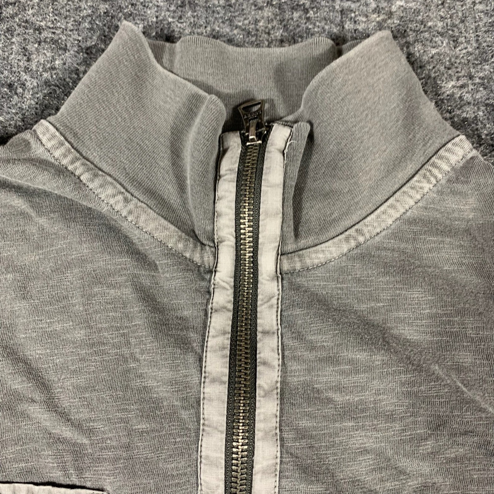 Lucky Brand Shirt Mens Medium Gray Quarter Zip Lightweight Cotton Casual Utility gallery