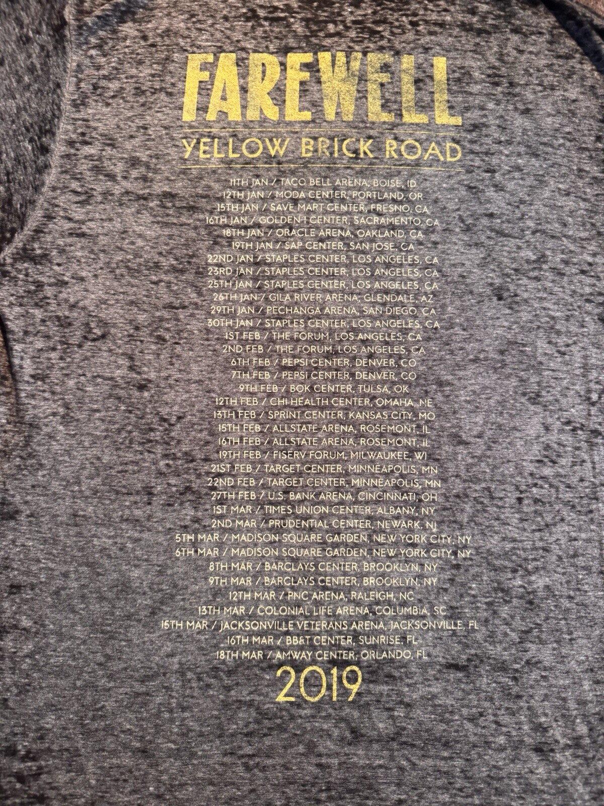 2019 Elton John T-shirt Sz M Dark Gray Farewell Yellow Brick Road Tour Music gallery