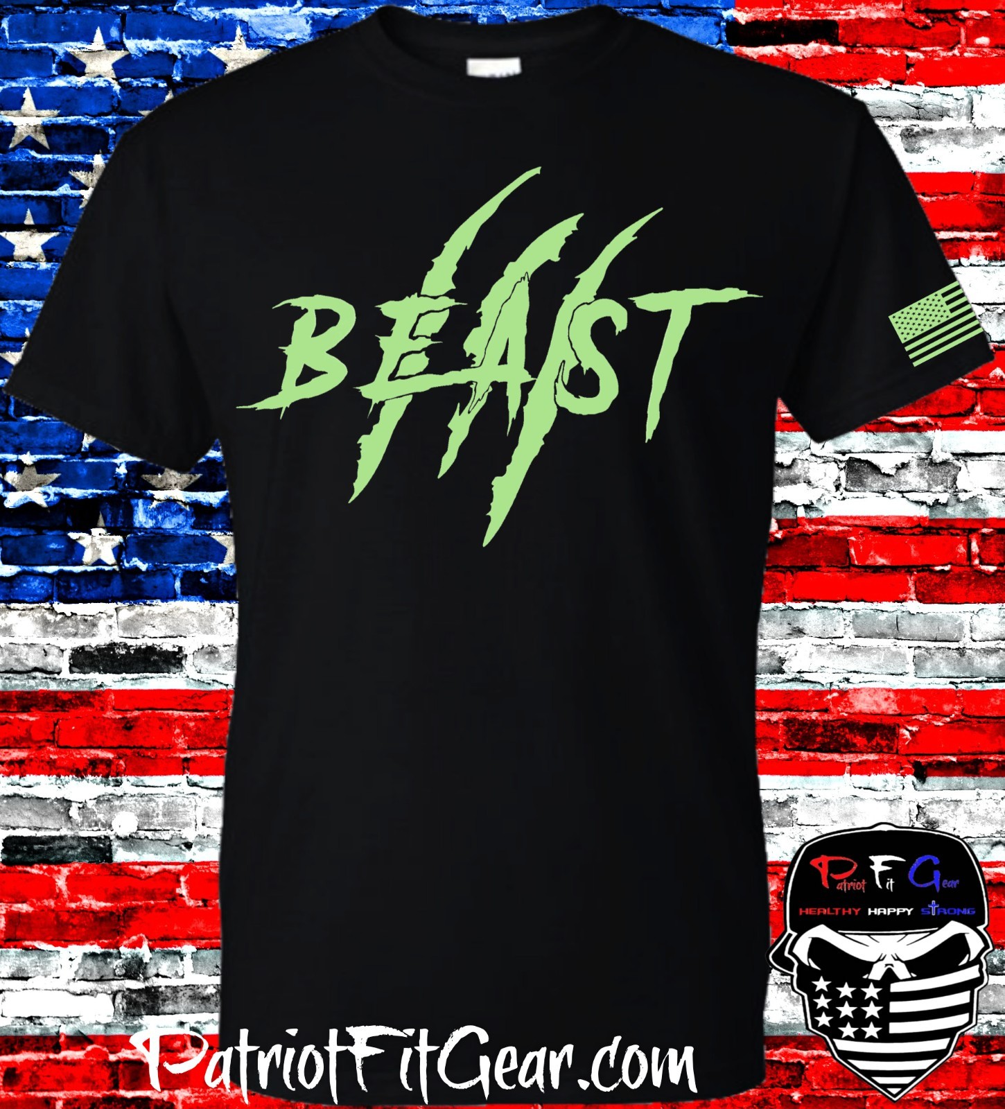 Custom t-shirt, Beast, Gildan black with a bright green image gallery