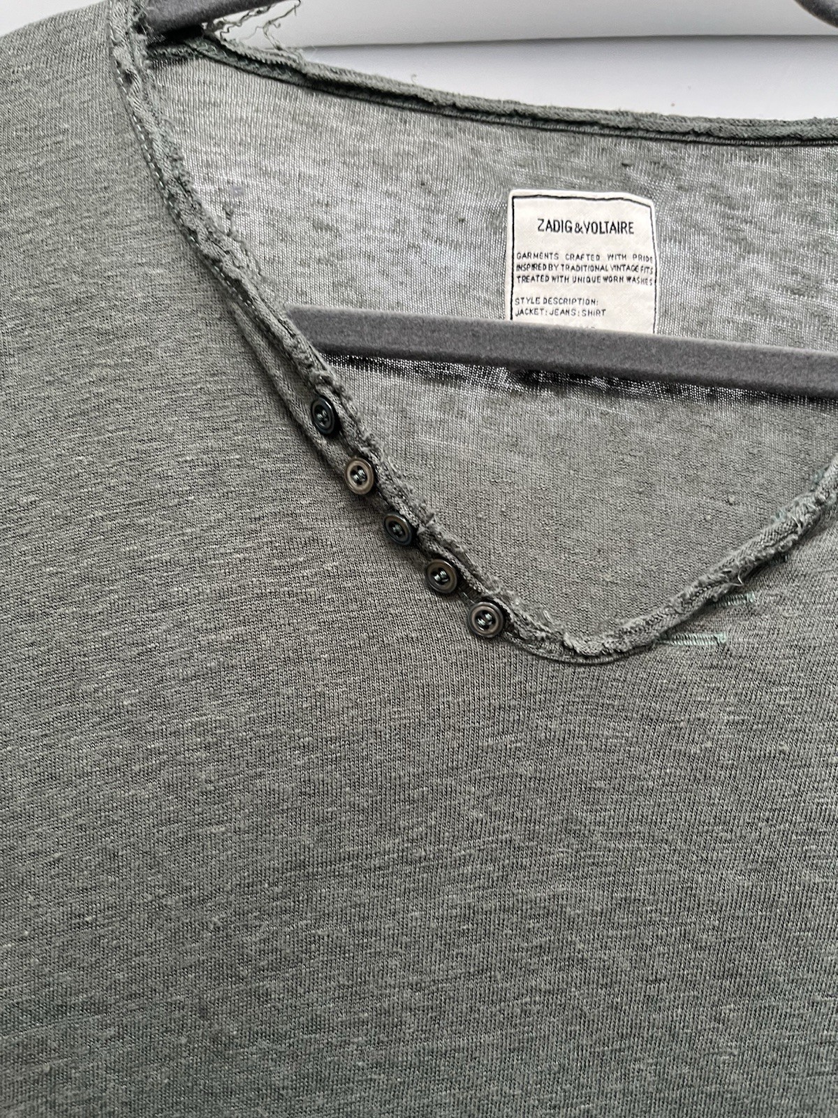 ZADIG & VOLTAIRE Monastir ML Gray Green Long Sleeve T-Shirt Size S Linen gallery