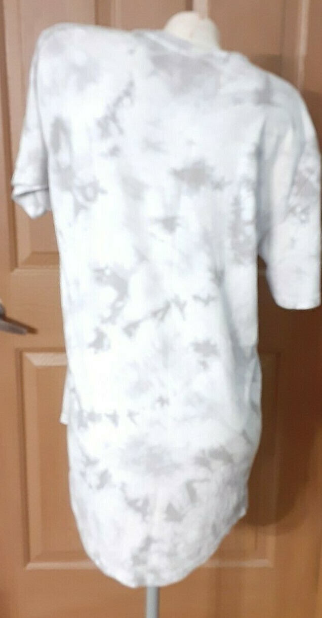 George Tie-Dyed Silver Short Sleeve Tee Shirt Asymmetric Hem Men's Size M(38-40) gallery