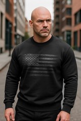 Distressed American Flag Sweatshirt | Patriotic USA Crewneck | Unisex Fleece