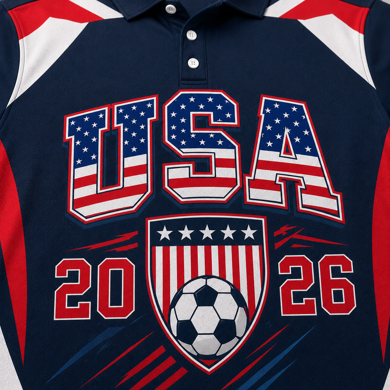 USA Soccer 2026 Golf Shirt Men Patriotic American Flag Soccer Fan Polo (S-5XL) gallery