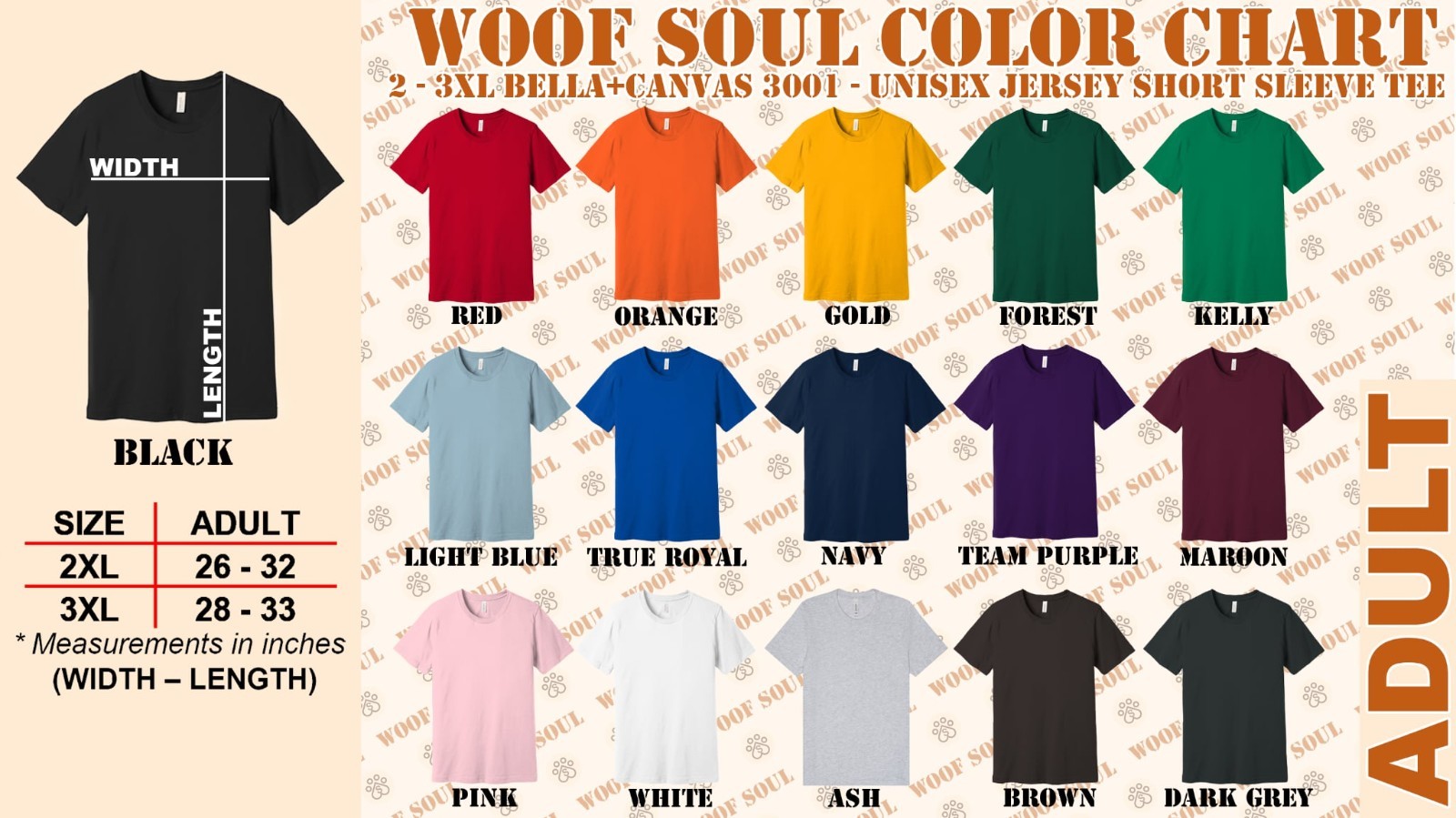 2XL 3XL Gildan 5000 Bella+Canvas 3001 Comfort Colors 1717 Unisex Adult T-shirt gallery