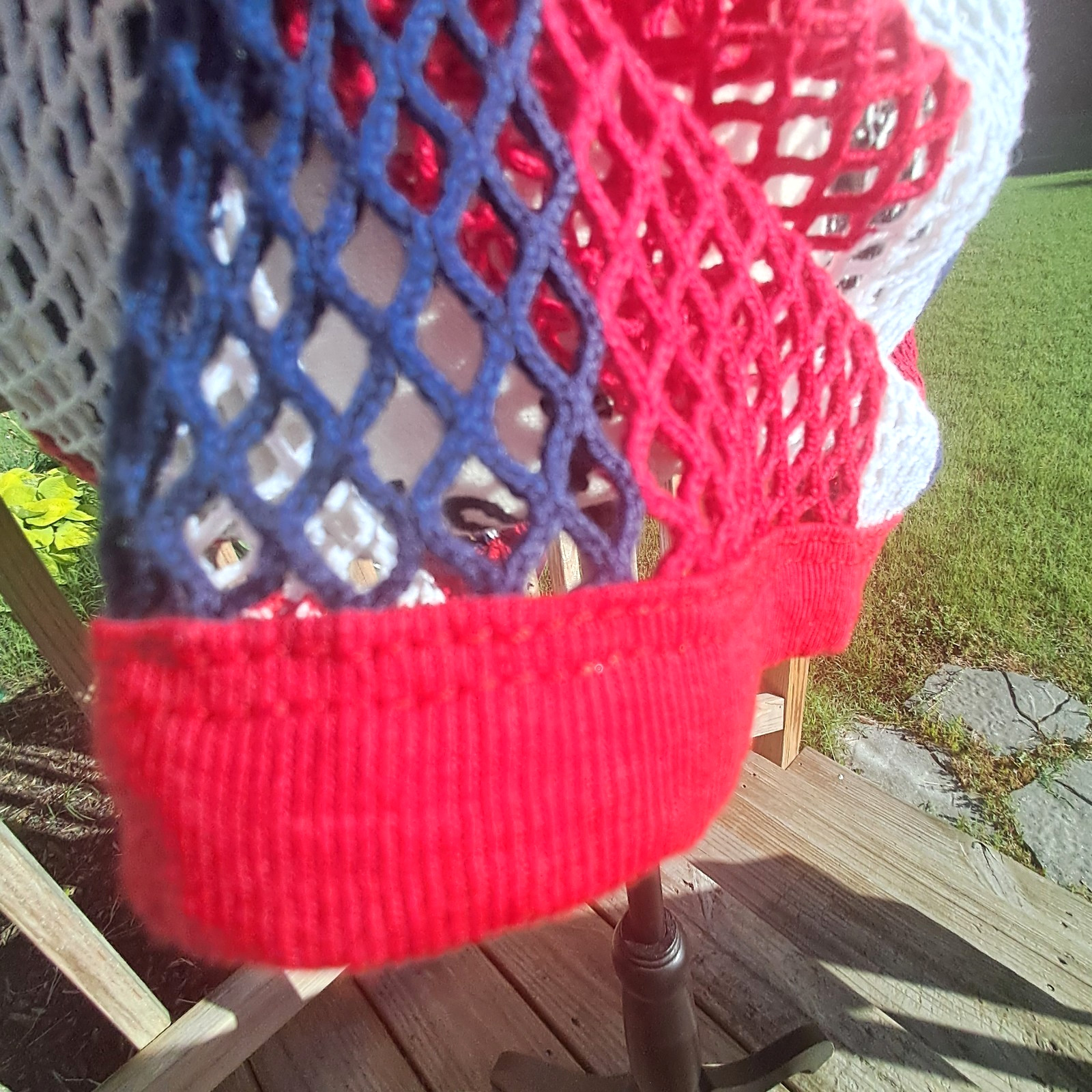 Vintage Trends String Vest Mesh Fishnet Tank Top Dress Large Patriotic USA Flag gallery