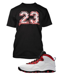 23 Graphic Sneaker Tee Shirt Match J10 Graduation in Red Pro Club Shaka RTP Tees