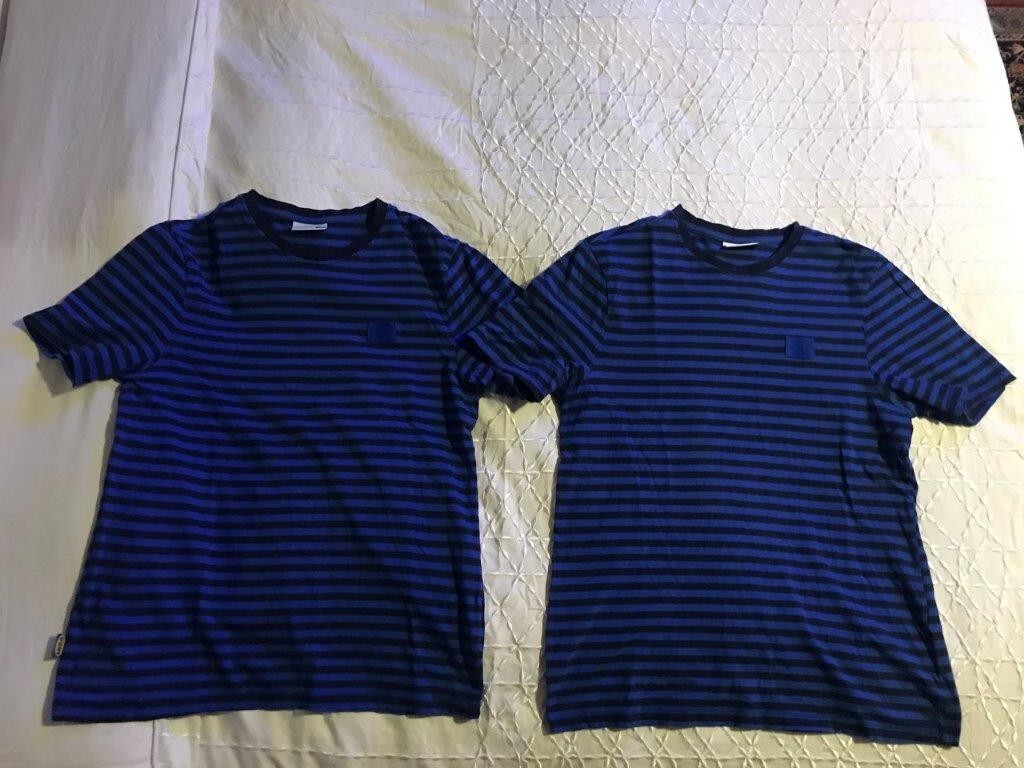 IKEA "SET OF 2" BLUE SHORT SLEEVE "HEY!" CREW-NECK T-SHIRT SIZE:G/H STRAIGHT gallery