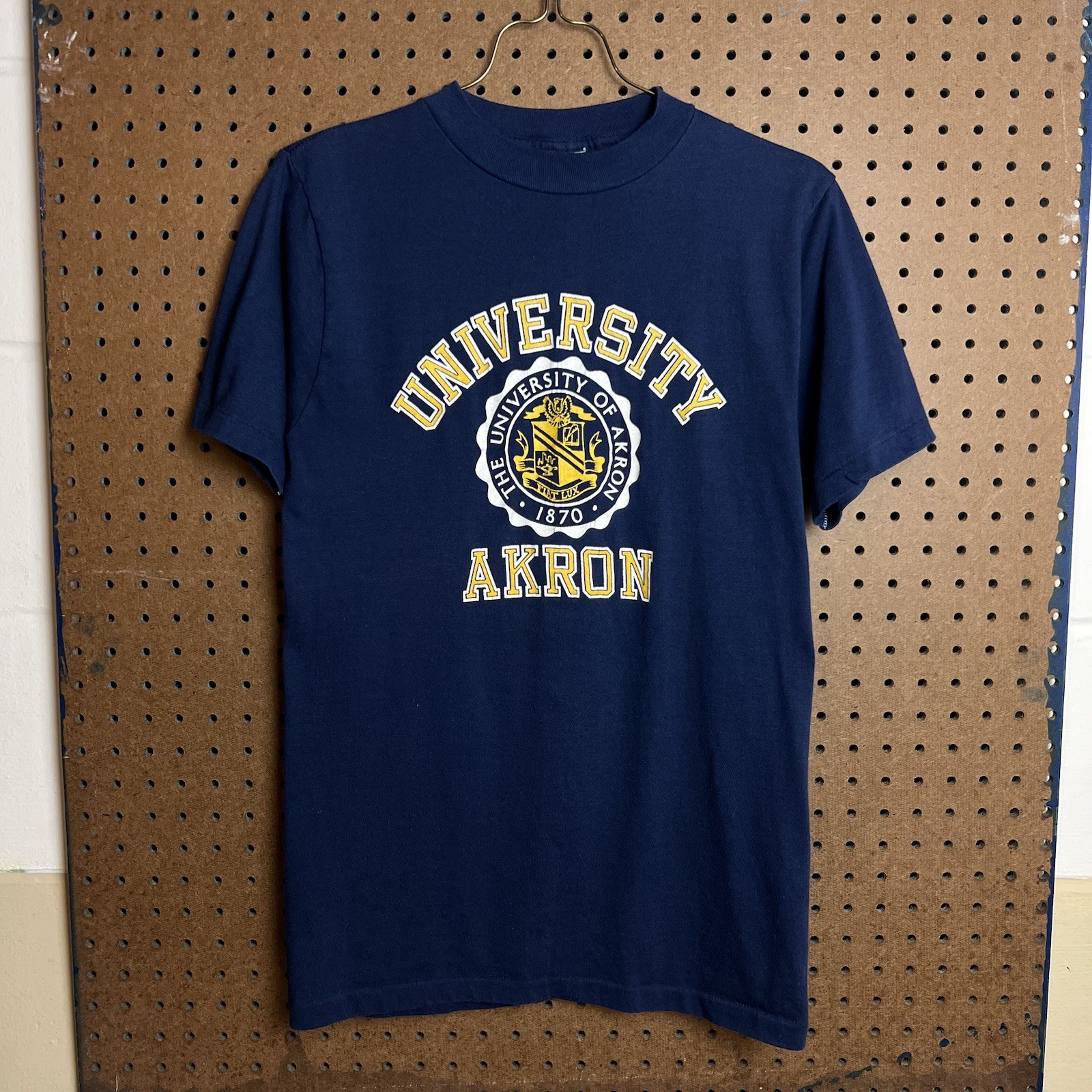 True Vintage Shirt Mens Medium Blue 70s 80s College USA University Akron Single gallery