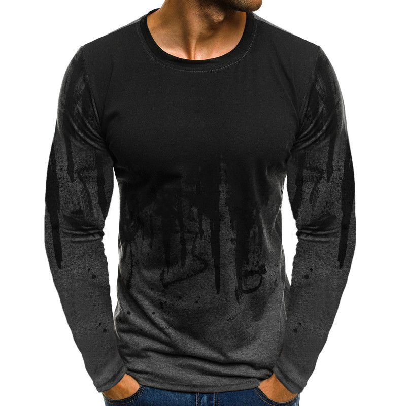 Mens Camo Long Sleeve T-Shirts Crew Neck Casual Slim Fit Muscle Blouse Tops Tee gallery