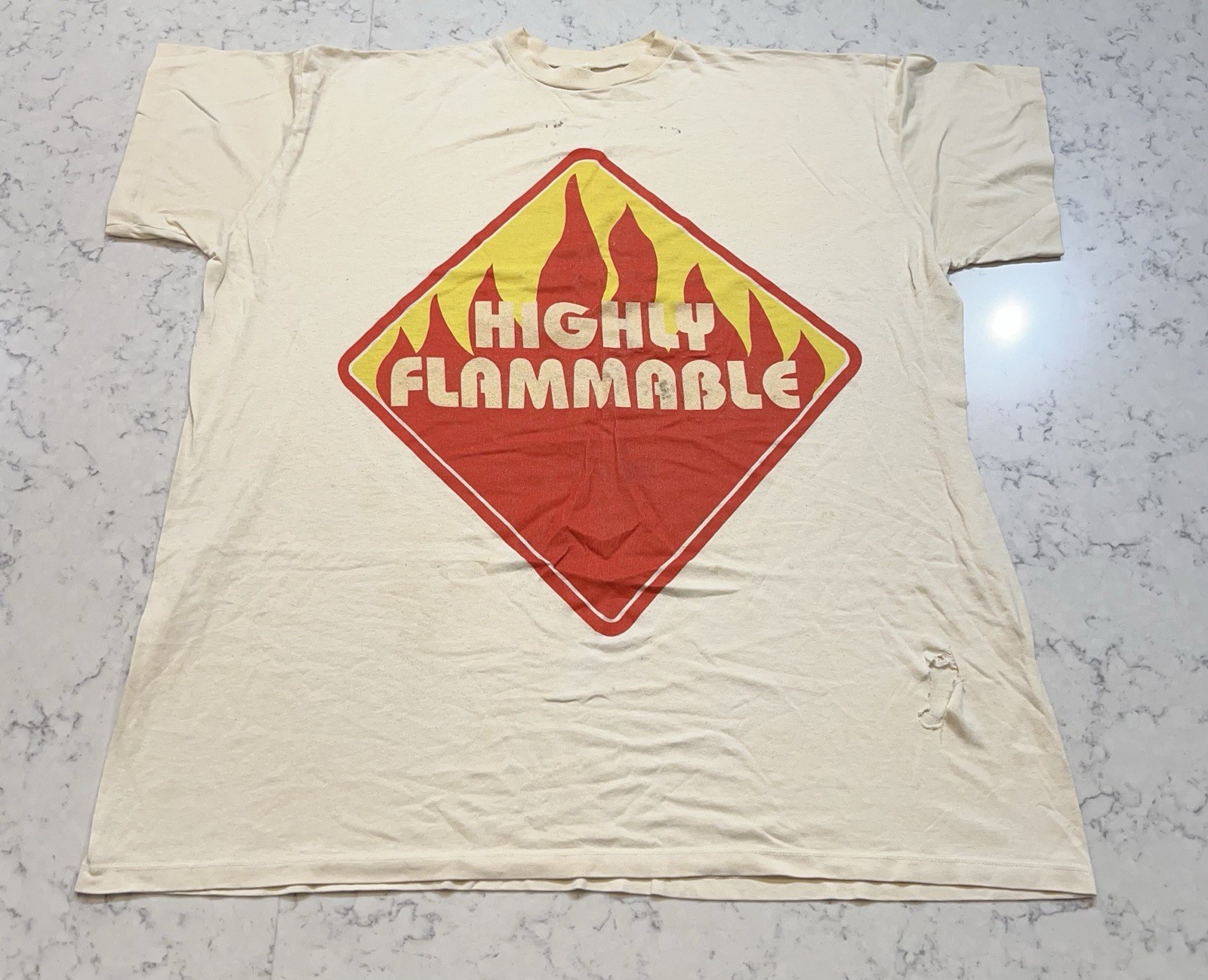 Vintage Highly Flammable Graphic T Shirt One Size Fits All USA Made SingleStitch
