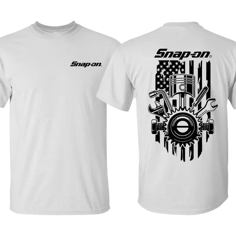 Snap-On T-Shirt American Flag Theme Unisex Casual Wear Crewneck Shortsleeve Men gallery