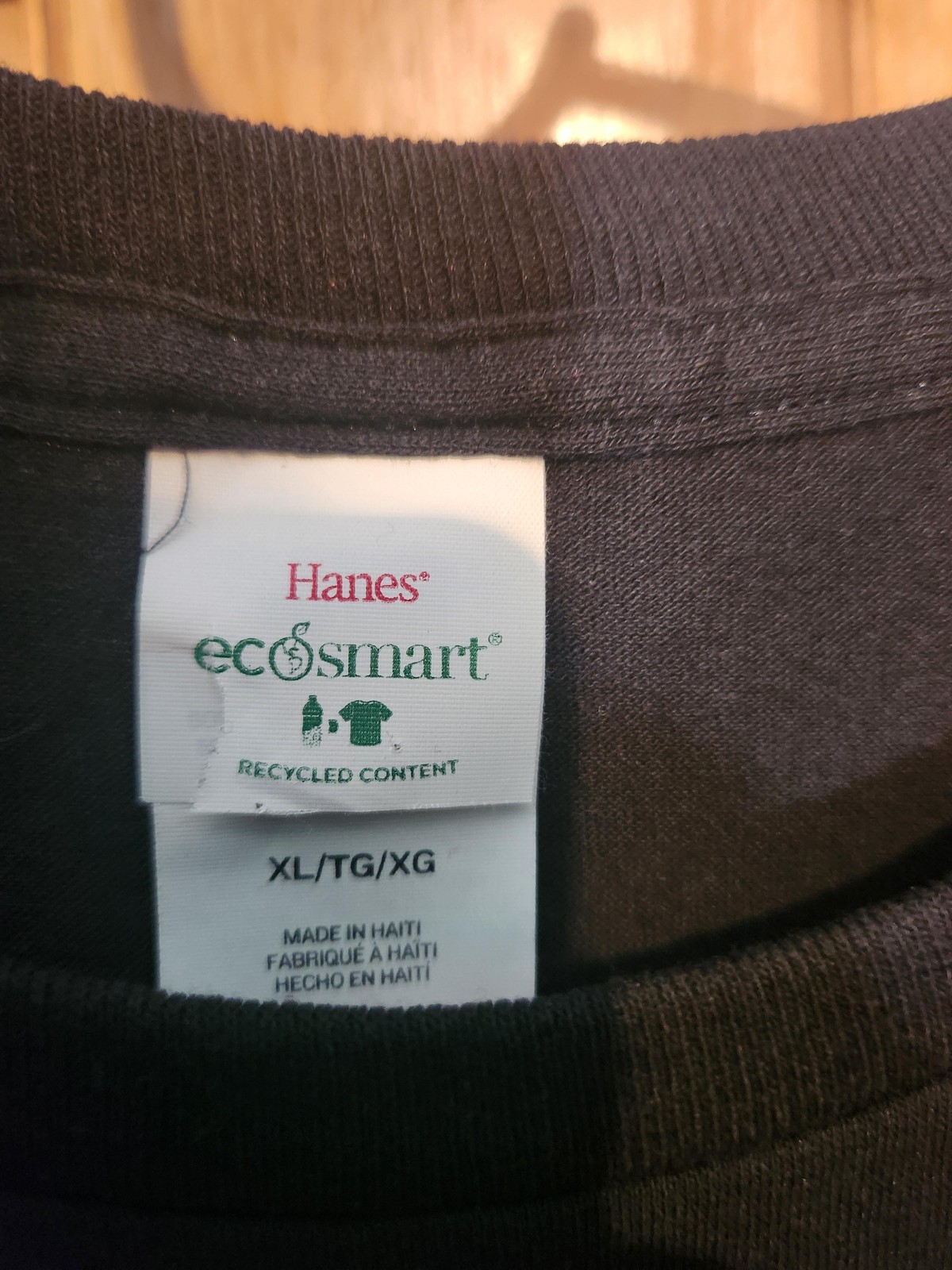 Hanes Ecosmart Shirt Mens XL Black Recycled Content Crewneck Tee Eco Friendly gallery