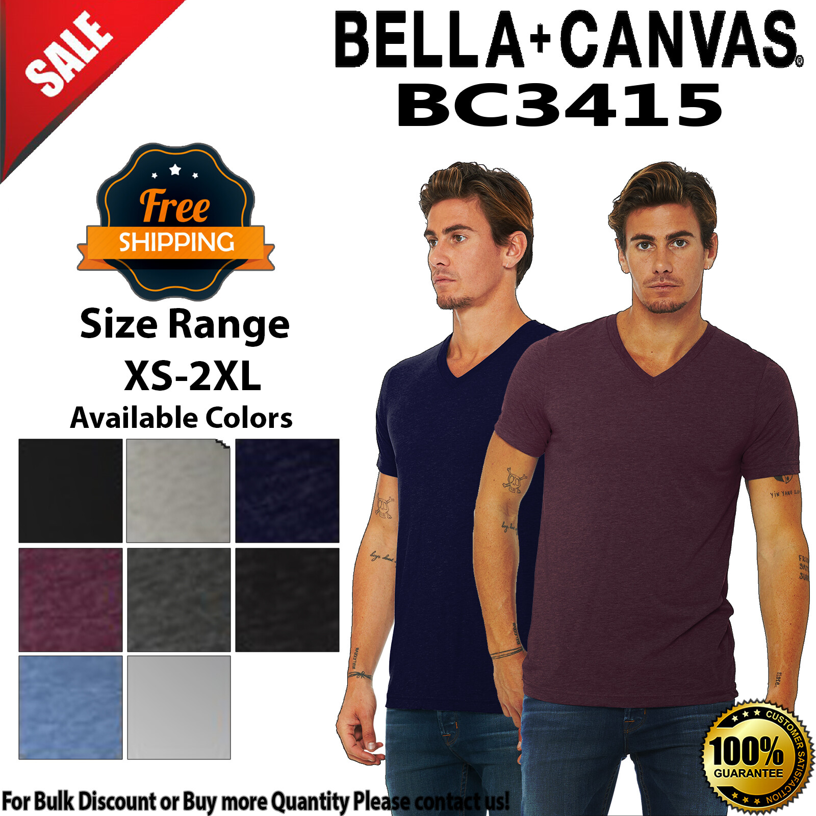 BELLA+CANVAS BC3415 Unisex Short Sleeve Triblend V Neck Stylish T-Shirt gallery