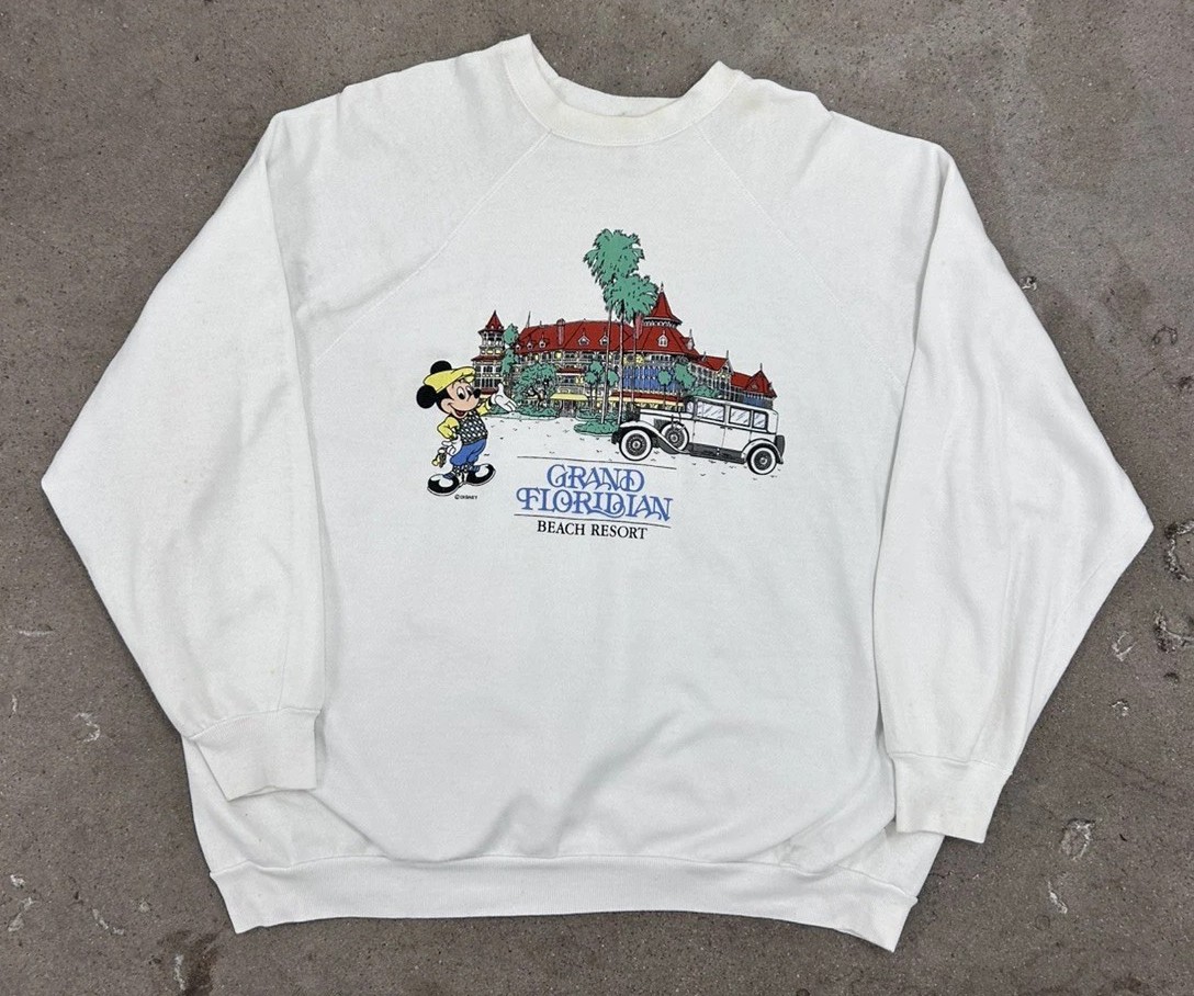 Disney World Grand Floridian Beach Resort Raglan Crewneck Sweatshirt Reprint