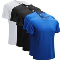 5pc Men Basic T-Shirt Gym Running Fitness Short Sleeve Tees Quick Dry Breathable